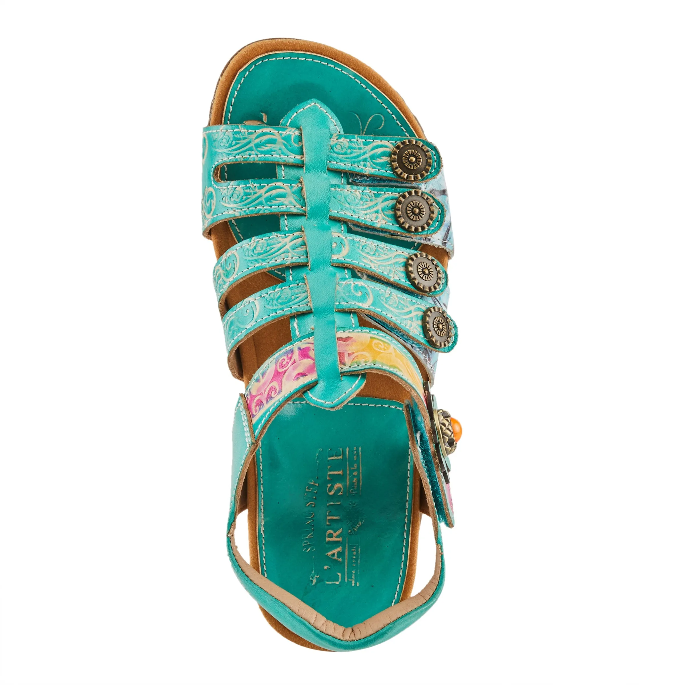 Spring Step Shoes  L'Artiste Actionetta Women's Leather Sandals With Floral Details
