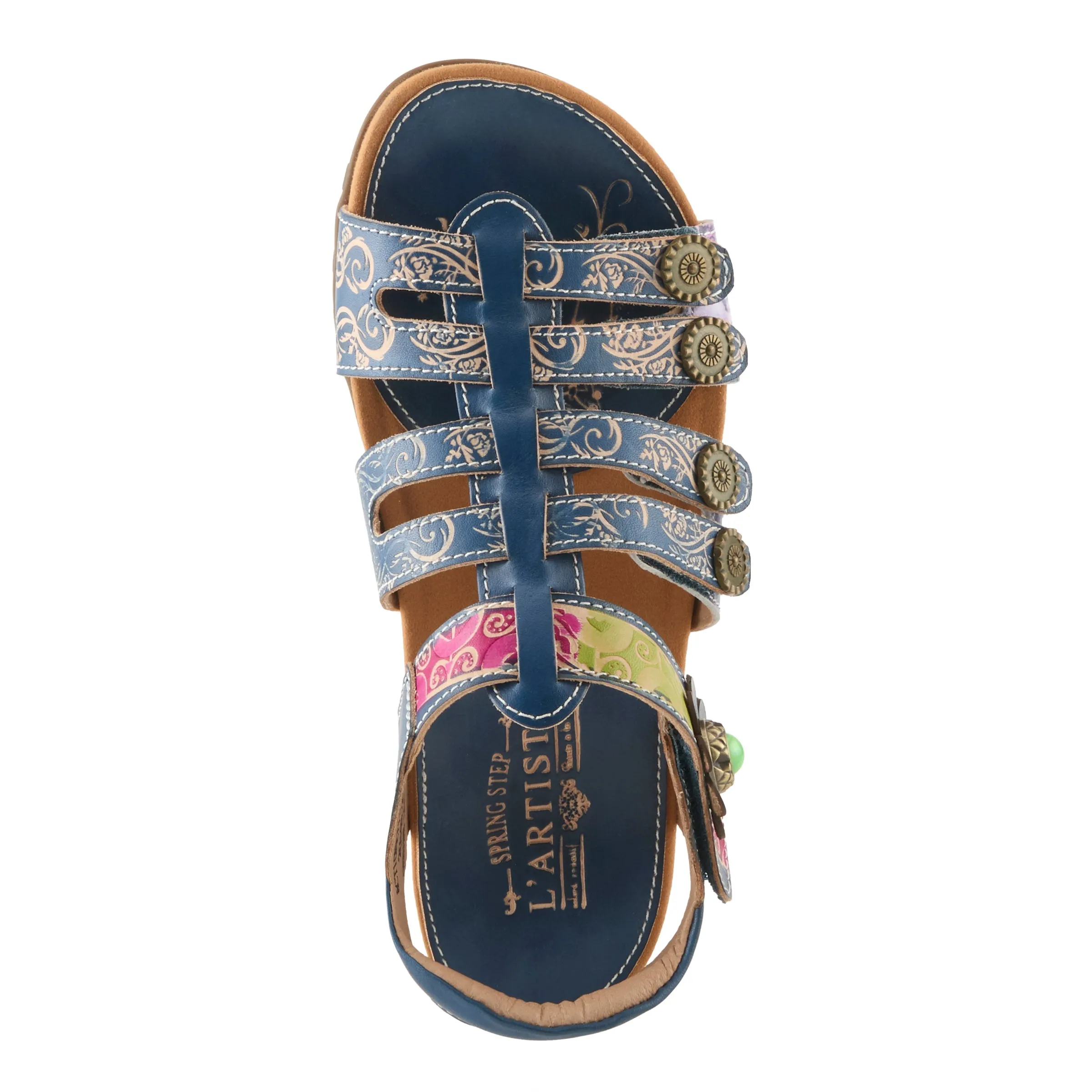 Spring Step Shoes  L'Artiste Actionetta Women's Leather Sandals With Floral Details