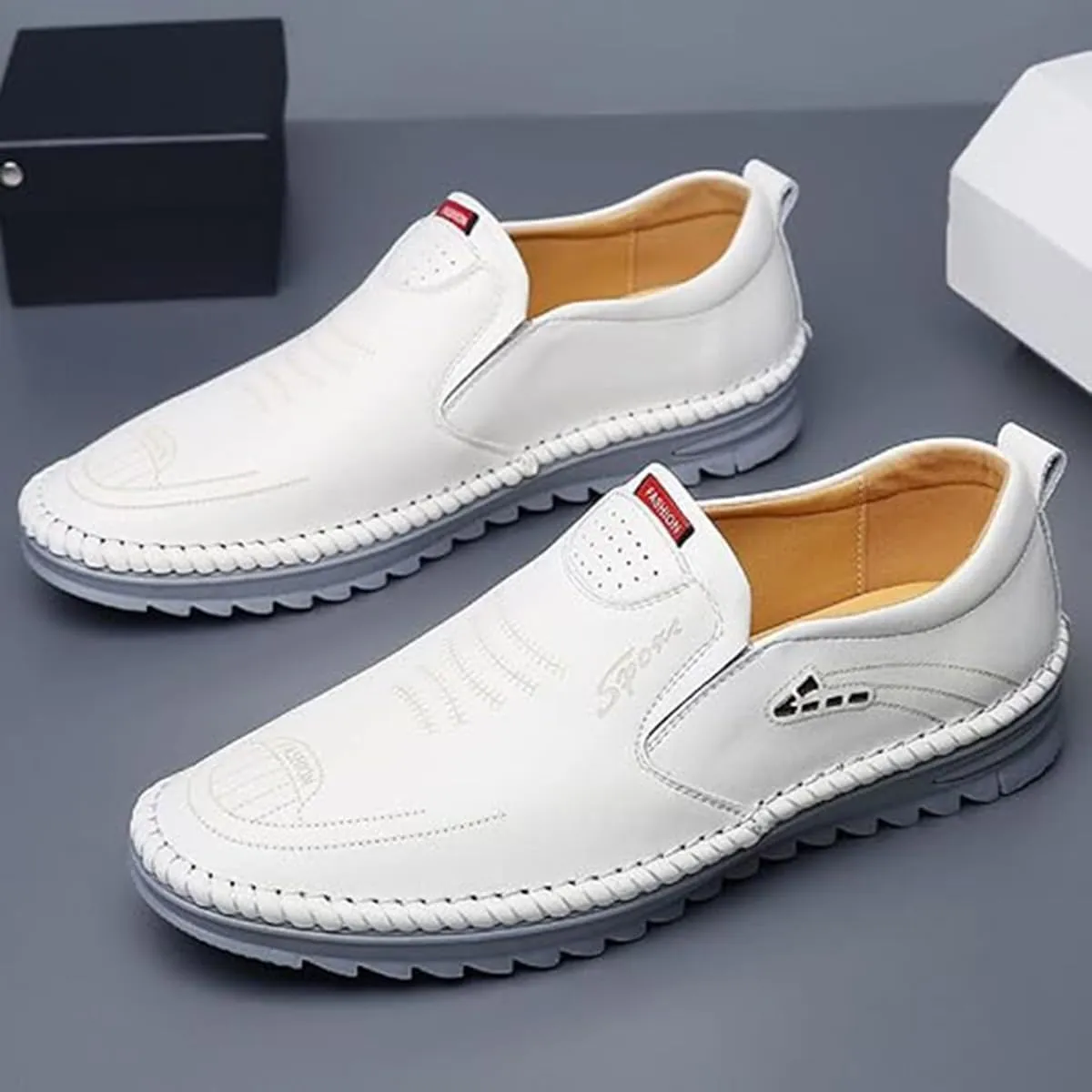 TangDao Mens Loafers, Leather Slip On Moccasins Penny Loafers, Breathable Driving Walking Lightweight Casual Shoes