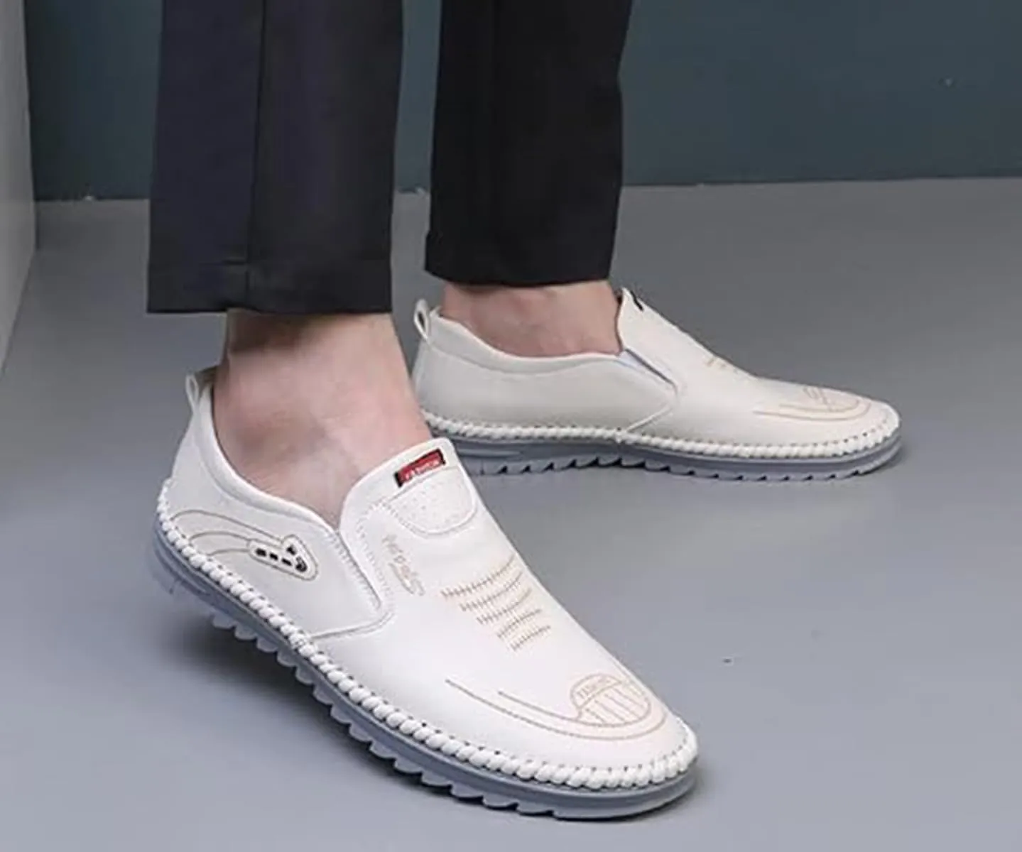 TangDao Mens Loafers, Leather Slip On Moccasins Penny Loafers, Breathable Driving Walking Lightweight Casual Shoes