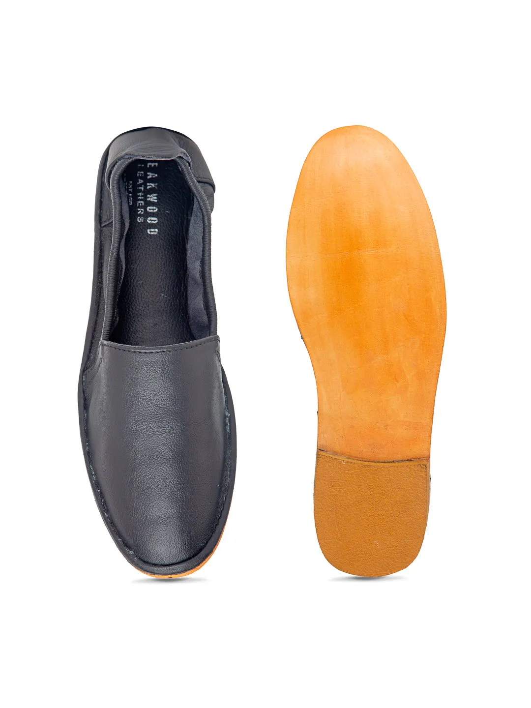 Teakwood Men Blue Leather Mojaris||Men's Blue Traditional Leather Mojari (Jutti/Loafers)