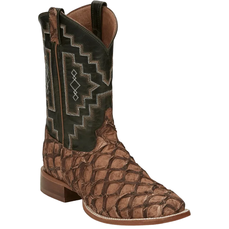 Tony Lama Men's Leviathan Pirarucu Chocolate Exotic Western Boots 6082