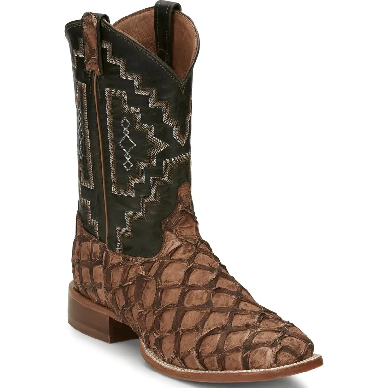 Tony Lama Men's Leviathan Pirarucu Chocolate Exotic Western Boots 6082