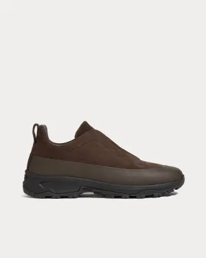 Triple Stitch Monte Suede Brown Slip On Sneakers