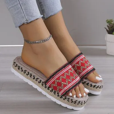 Tropical Temptation Open Toe Flat Platform Sandals