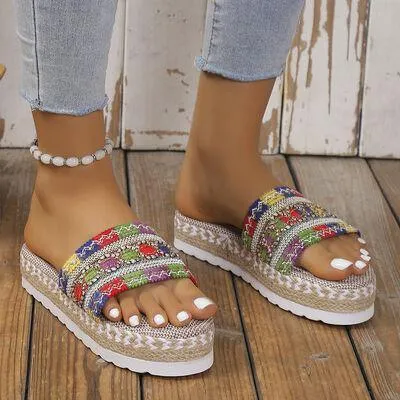 Tropical Temptation Open Toe Flat Platform Sandals