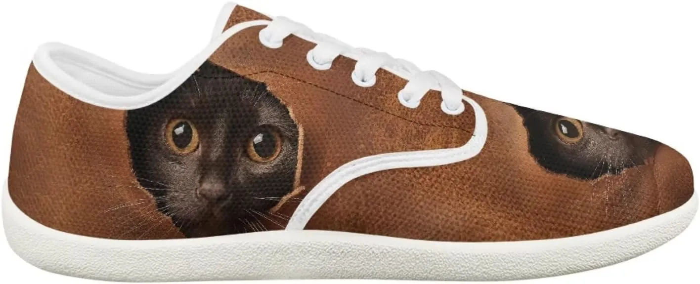 UNICEU Cat Print Casual Sneakers for Women Wide Toe Box Barefoot Shoes Zero Drop Non-Slip Fashion Footwear for Walking