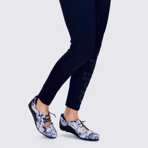 VIBE SLIP-ON FLAT - BLACK AND WHITE PRINT LEATHER