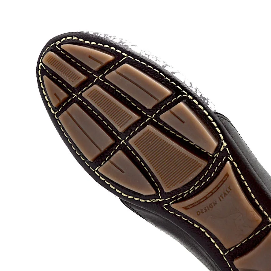 VIBE SLIP-ON FLAT - BLACK AND WHITE PRINT LEATHER