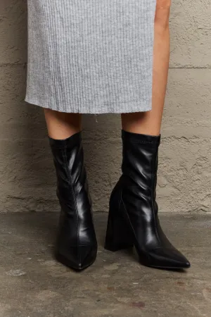 Weeboo Black Block Heel Urban Sock Boots