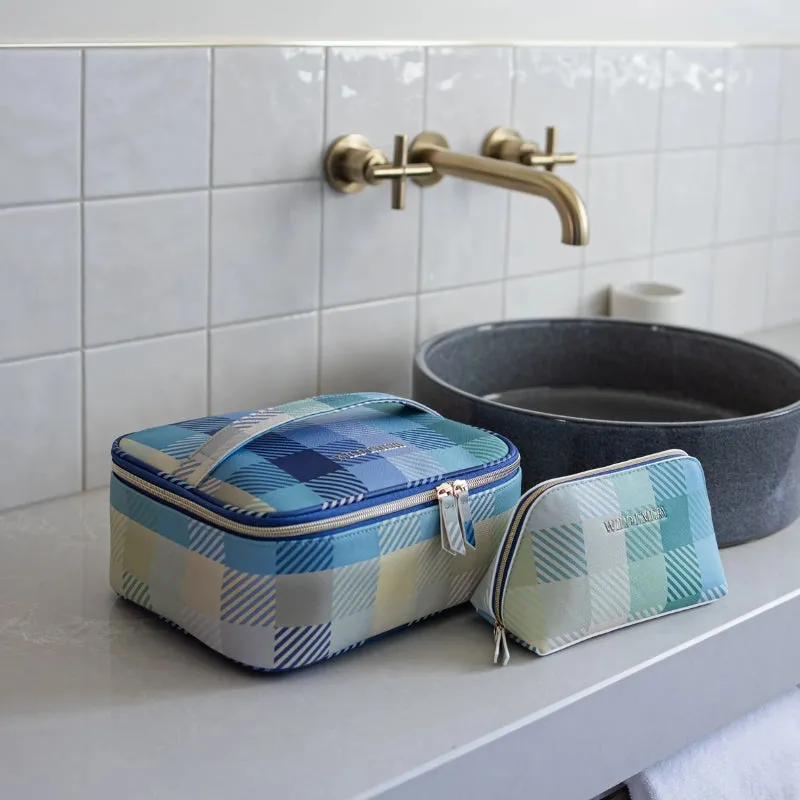 Wild Emery | Small Toiletry Bag - Blue Check