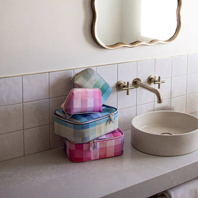 Wild Emery | Small Toiletry Bag - Blue Check