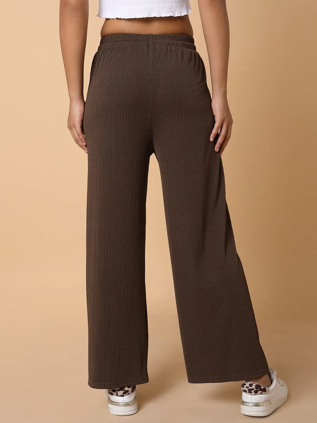 Women Brown Comfort Slim Fit Trousers
