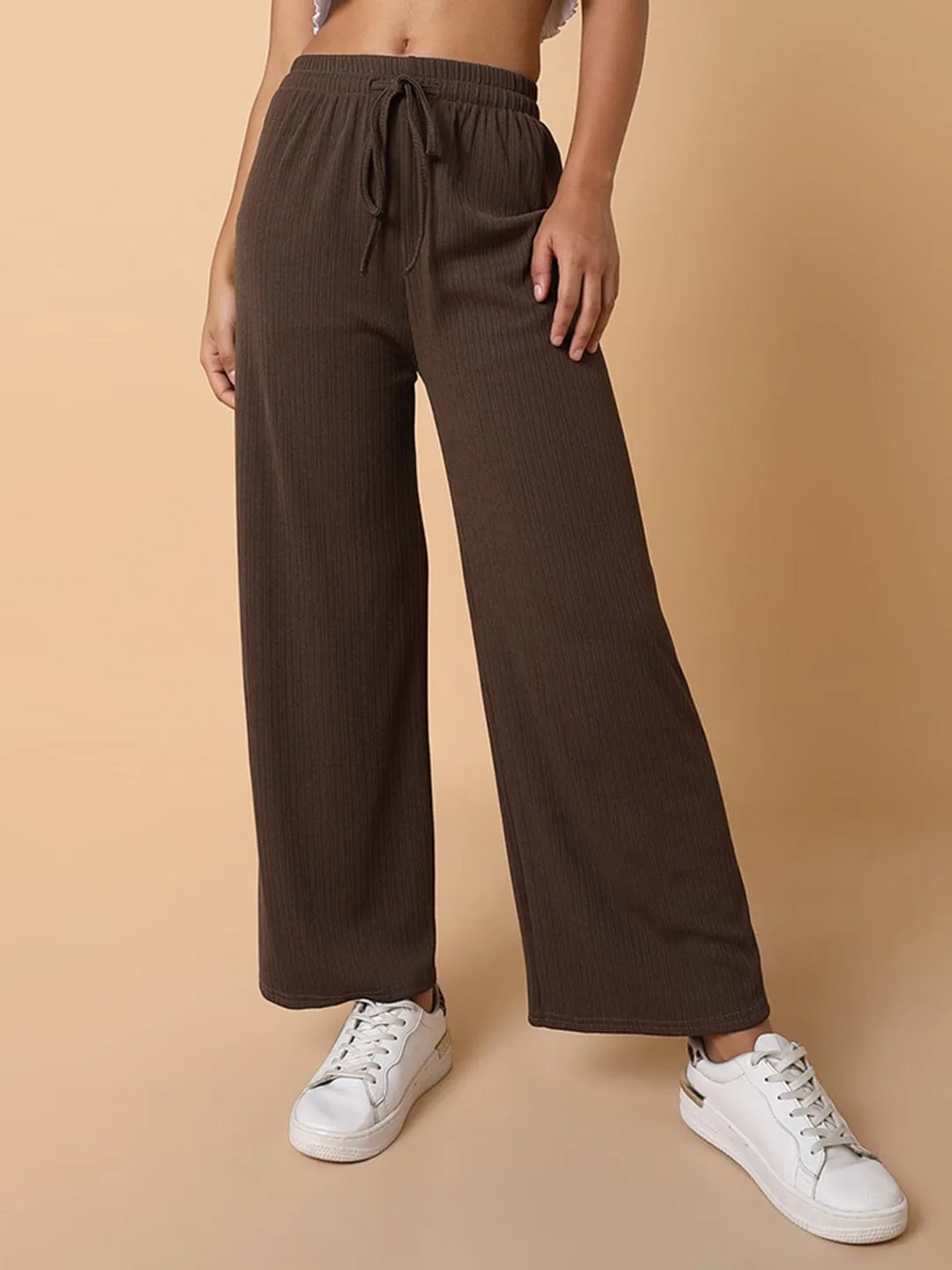 Women Brown Comfort Slim Fit Trousers