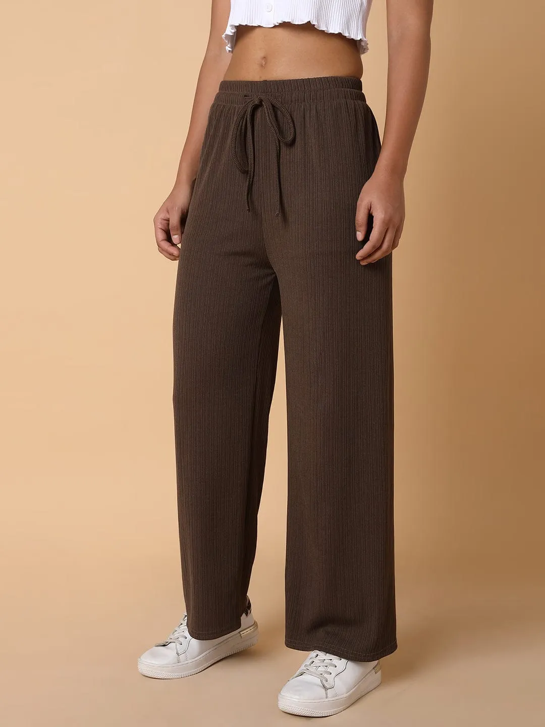 Women Brown Comfort Slim Fit Trousers