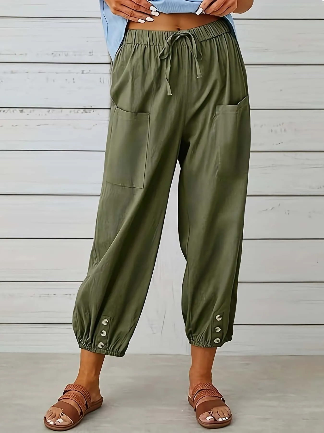 Women's Elastic Waist Cropped Pants: Casual Comfort Style