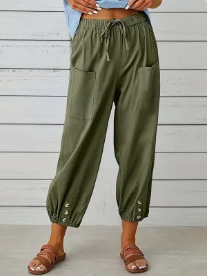 Women's Elastic Waist Cropped Pants: Casual Comfort Style
