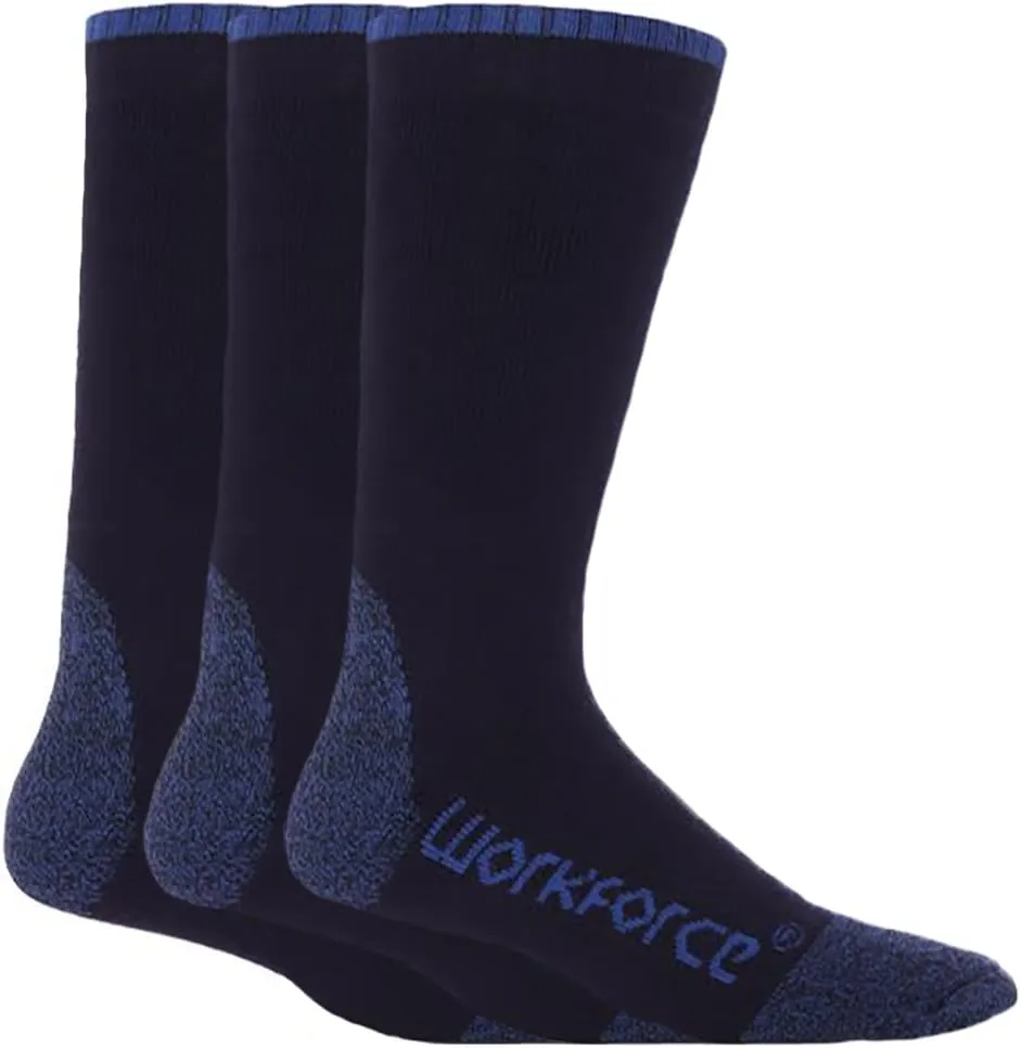 Workforce - 3 Pack Mens Thick Reinforced Heel Toe Work Socks for Steel Toe Boots