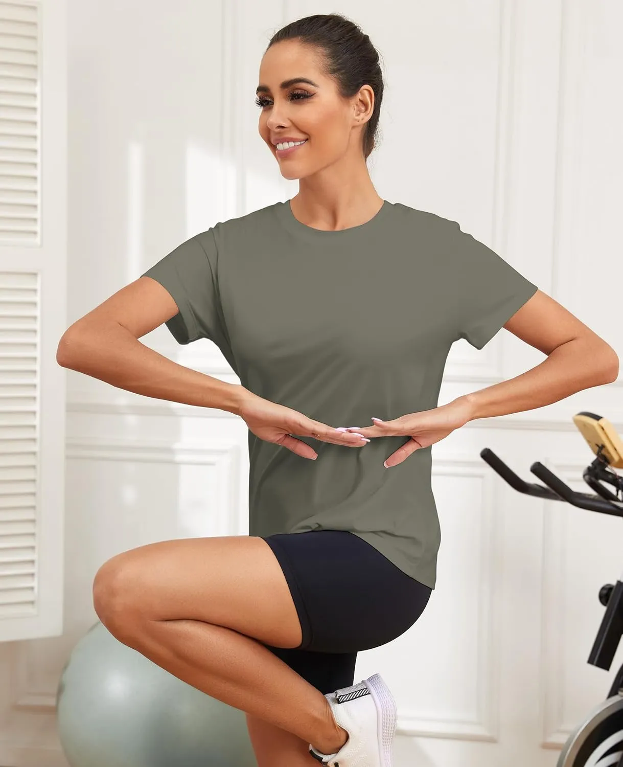 Workout Tops for Women UPF50  Breathable Loose Fit Yoga T Shirts Short Sleeve Running Gym Athletic Tee Top