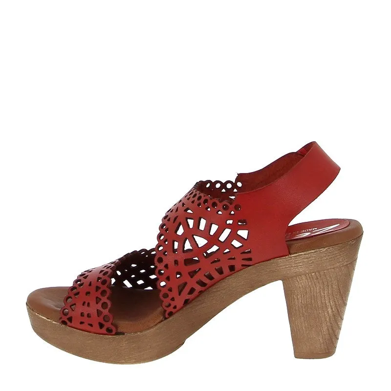 Zeta Frills Orange Heeled Sandal