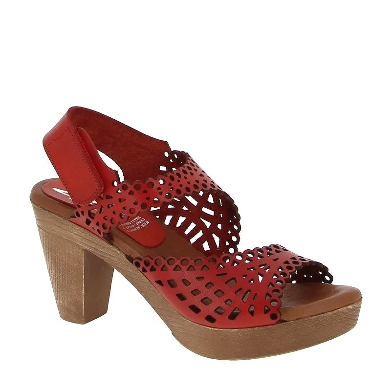 Zeta Frills Orange Heeled Sandal